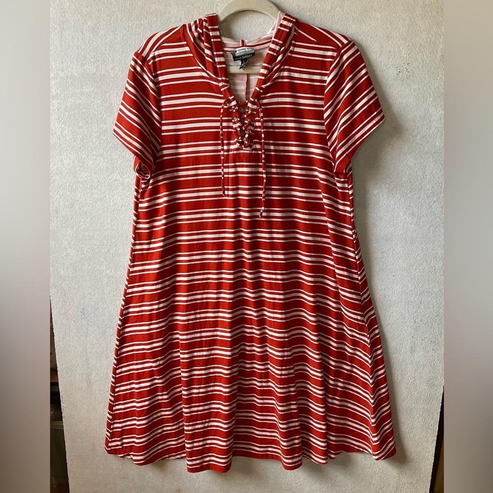 Allison Brittney dress. Striped. Hooded. Size L.